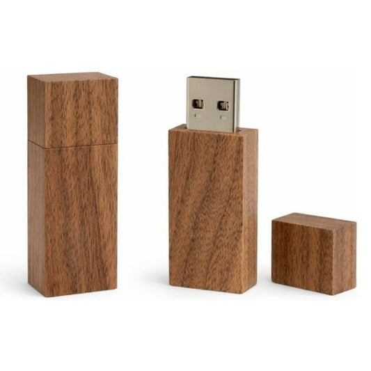 Walnut Wood Square Cut with Cap USB 3.0 High Speed