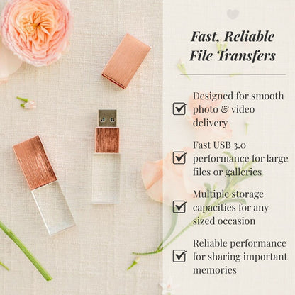 Brushed Rose Gold Crystal USB 3.0 High Speed