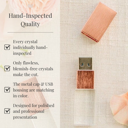 Brushed Rose Gold Crystal USB 3.0 High Speed