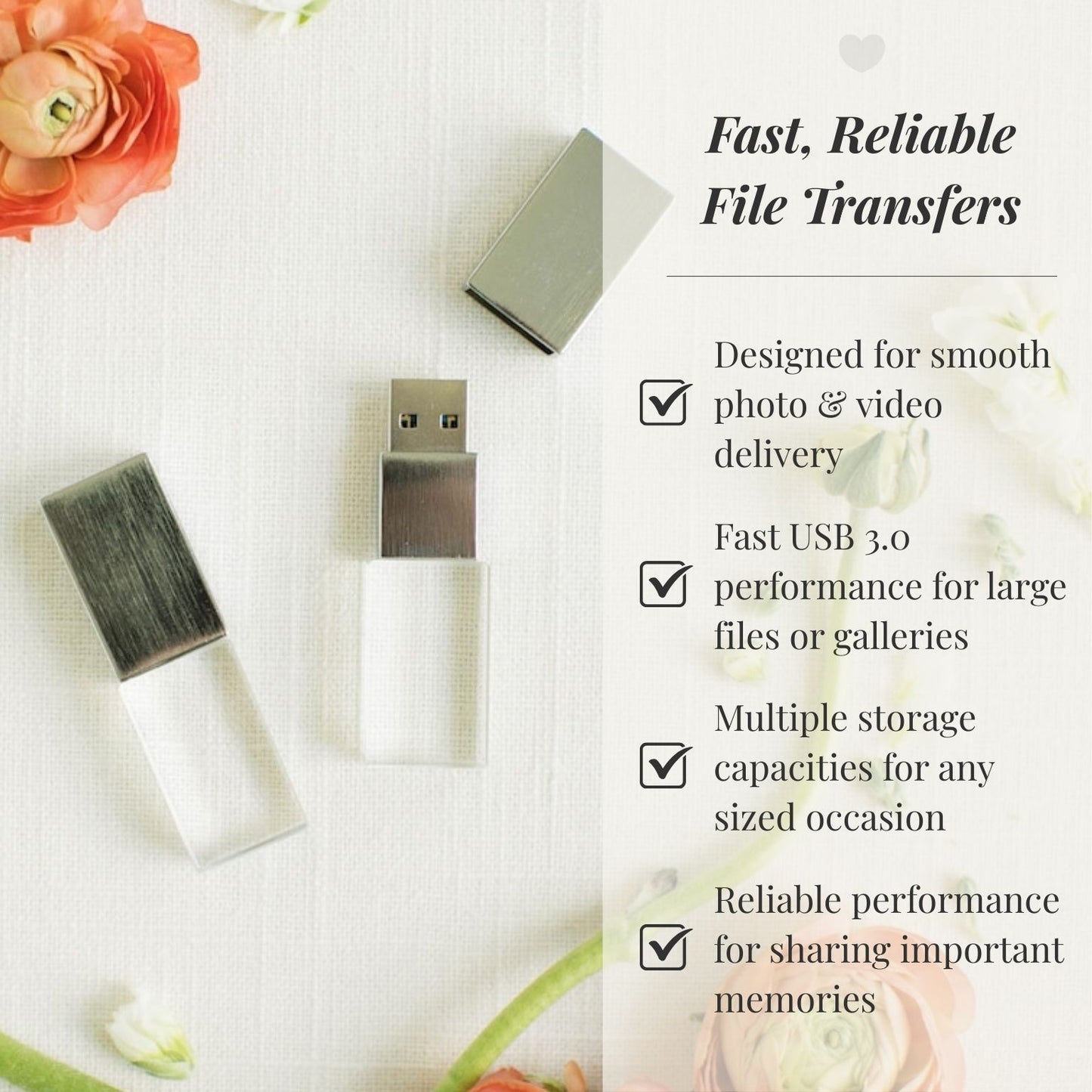 Brushed Silver Crystal USB 3.0 High Speed
