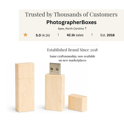 Maple Wood Square Cut with Cap USB 3.0 High Speed