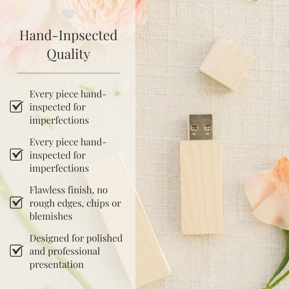 Maple Wood Square Cut with Cap USB 3.0 High Speed