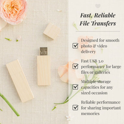 Maple Wood Square Cut with Cap USB 3.0 High Speed