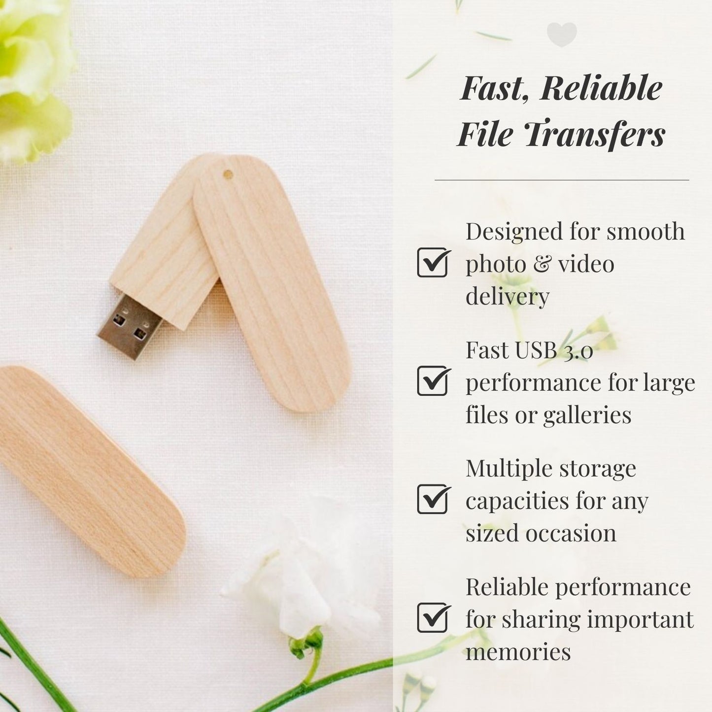 Maple Wood Round Cut with Swivel USB 3.0 High Speed