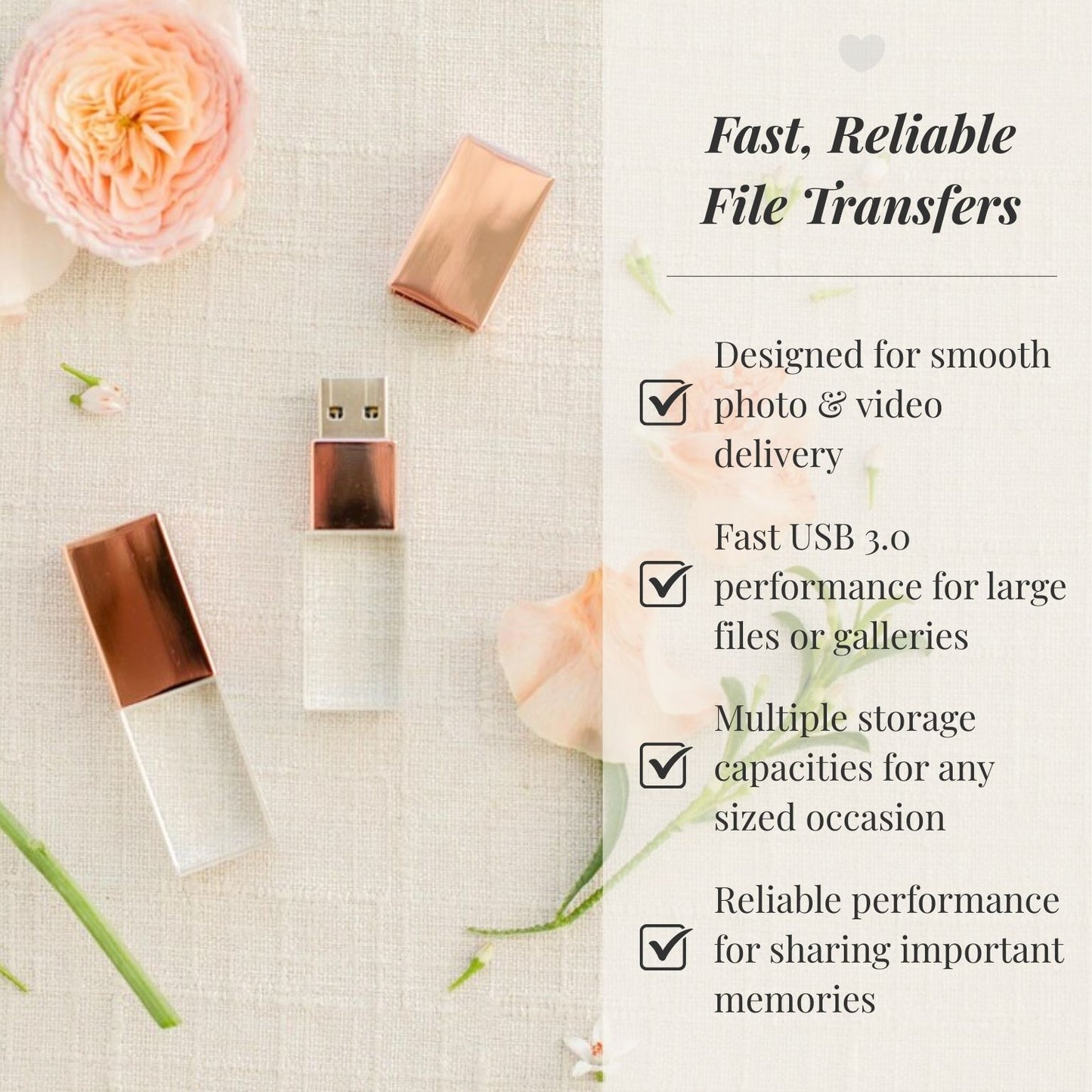Rose Gold Crystal USB 3.0 High Speed