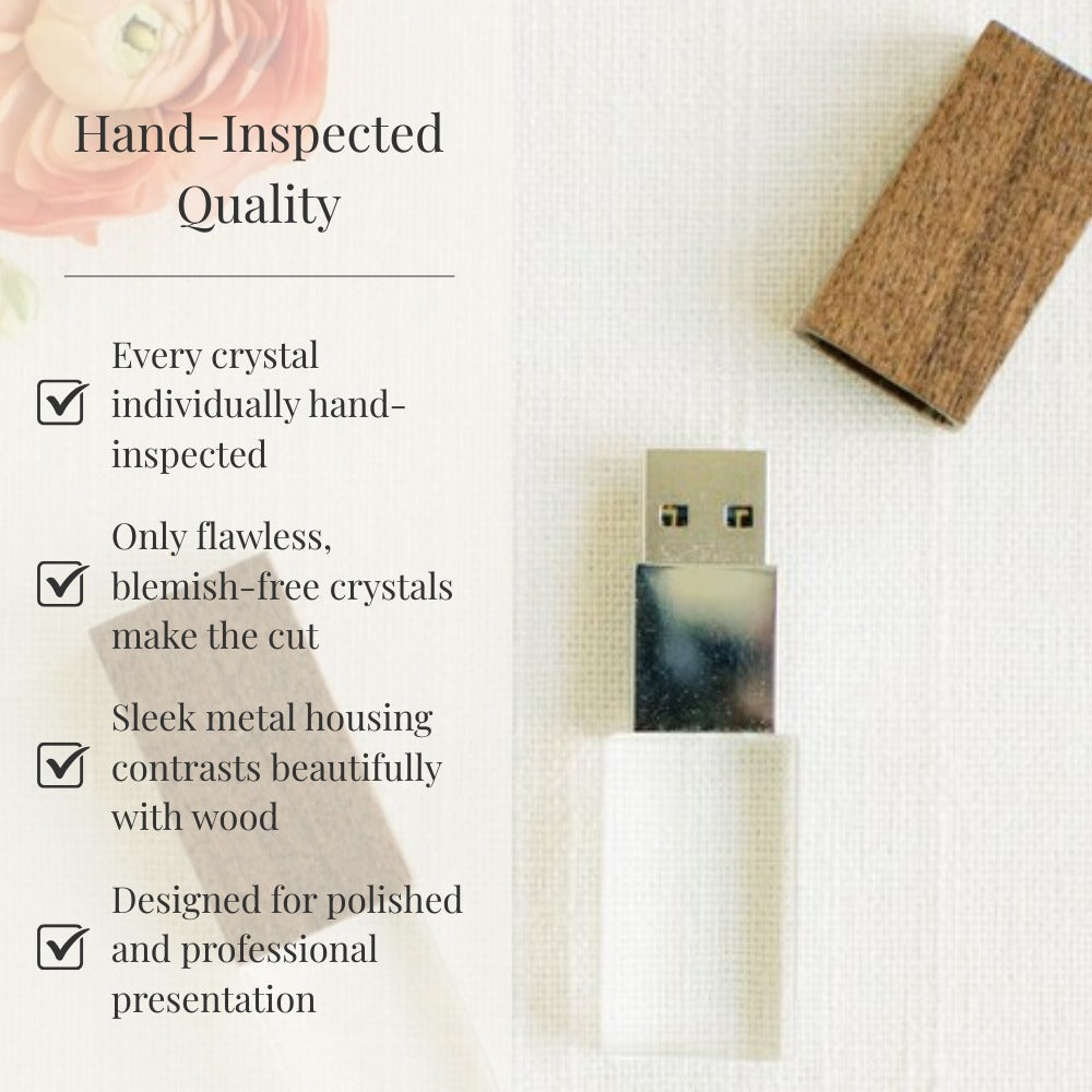 Walnut Wood and Crystal USB 3.0 High Speed
