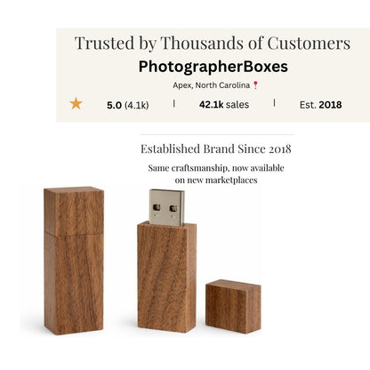 Walnut Wood Square Cut with Cap USB 3.0 High Speed