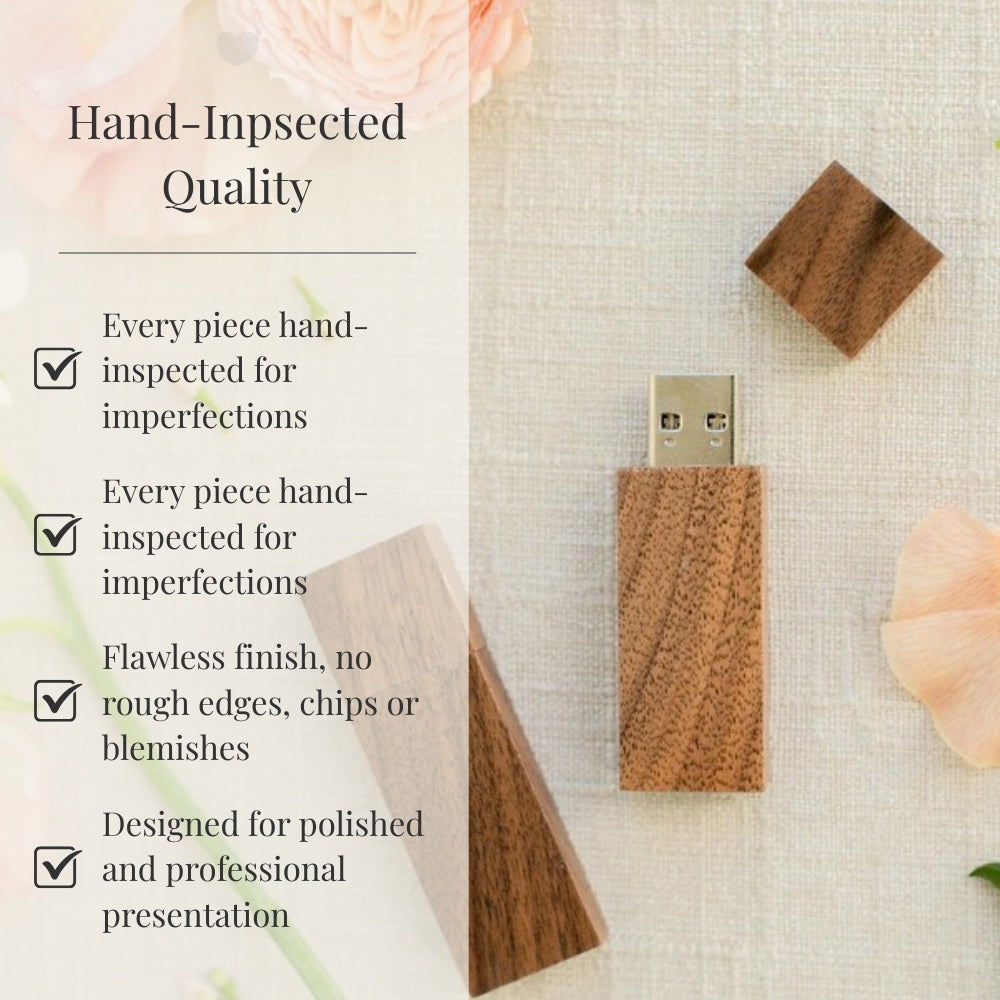 Walnut Wood Square Cut with Cap USB 3.0 High Speed