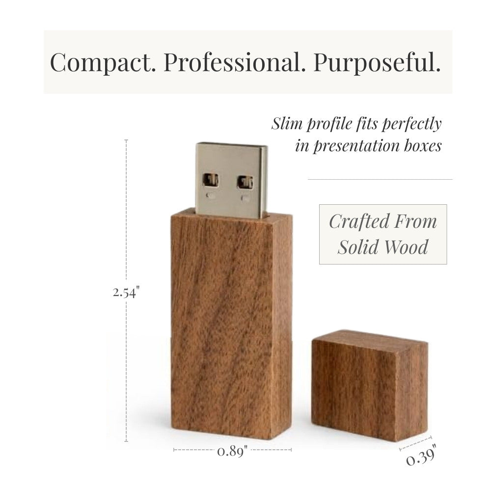 Walnut Wood Square Cut with Cap USB 3.0 High Speed