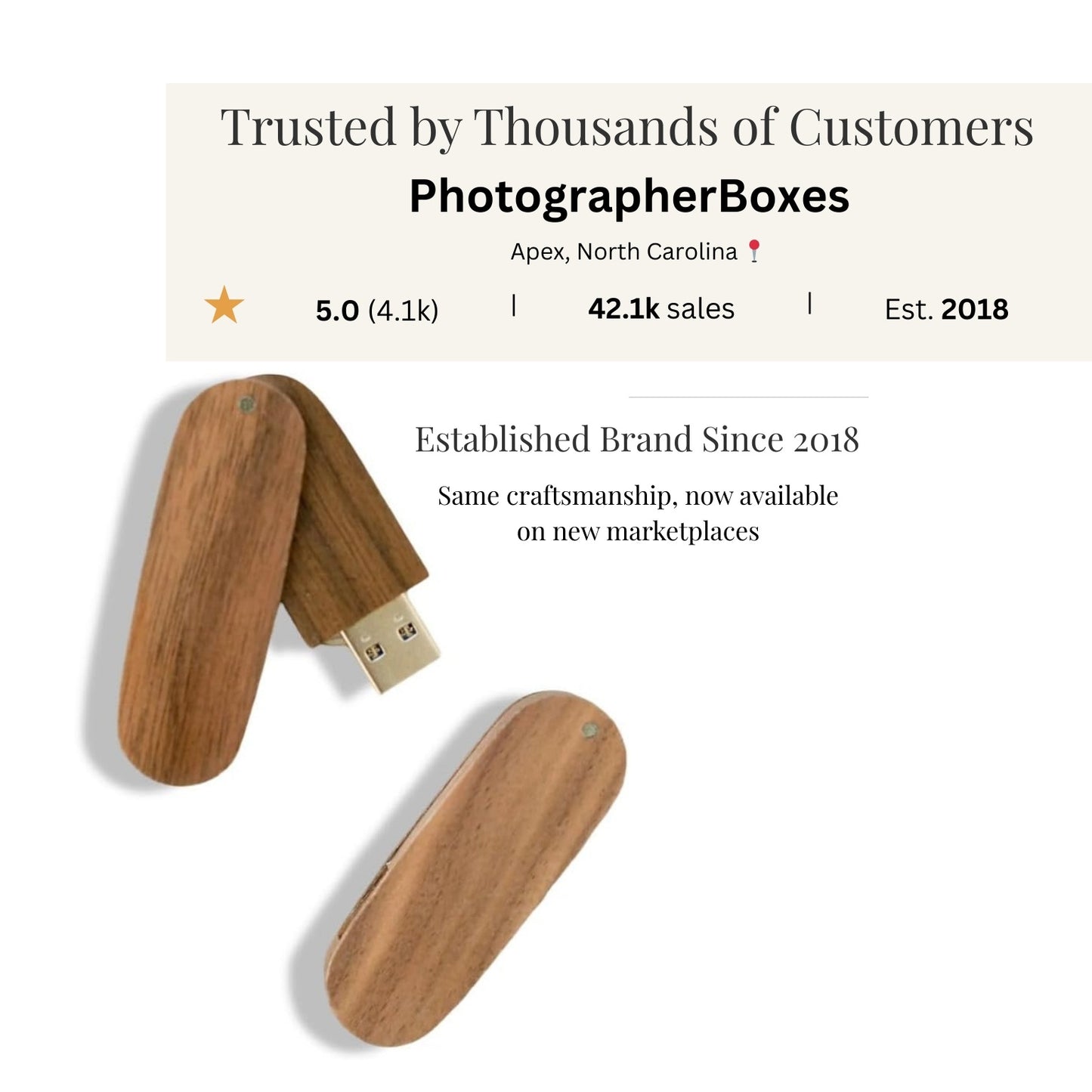 Walnut Wood Round Cut with Swivel USB 3.0 High Speed