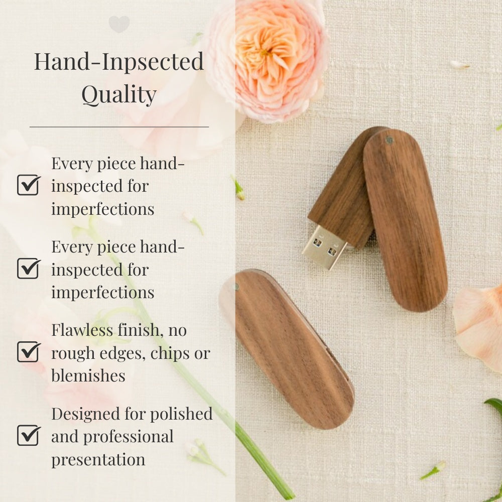 Walnut Wood Round Cut with Swivel USB 3.0 High Speed