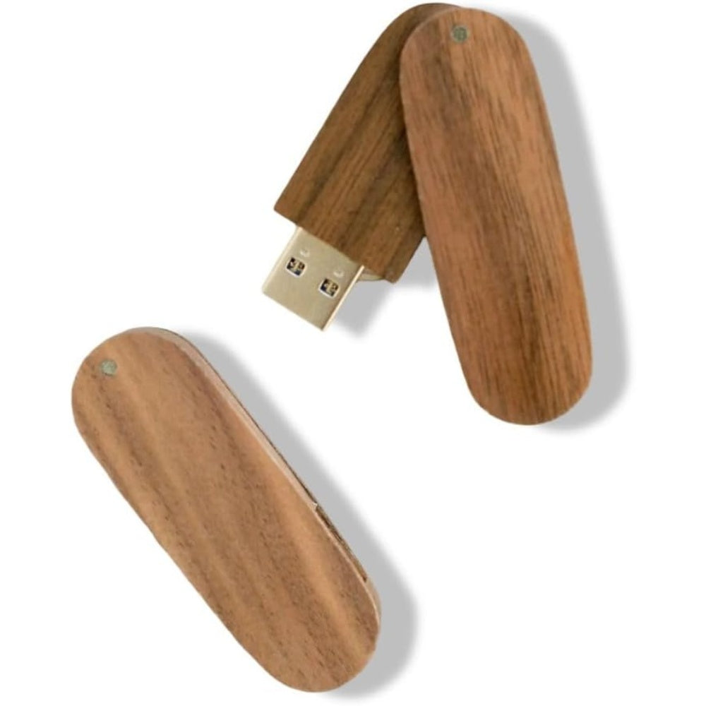 Walnut Wood Round Cut with Swivel USB 3.0 High Speed