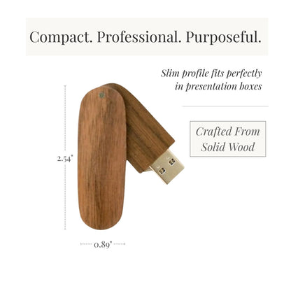 Walnut Wood Round Cut with Swivel USB 3.0 High Speed