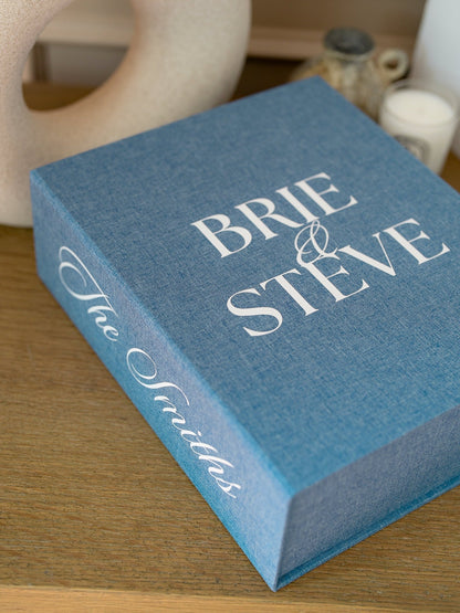 French Blue | Personalized cover and spine on Book Style keepsake box