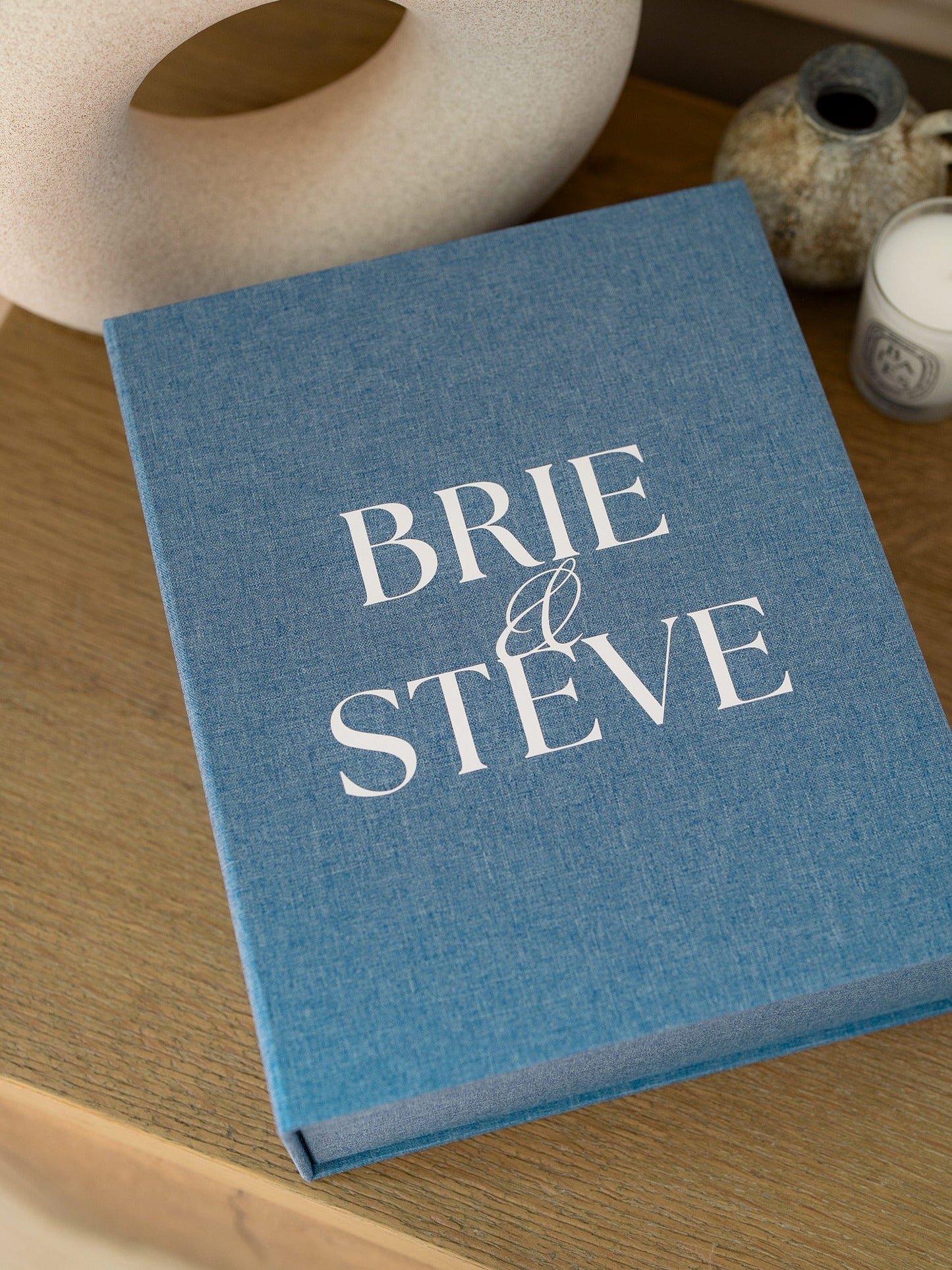 French Blue | Personalized Book Style keepsake box with white cover text