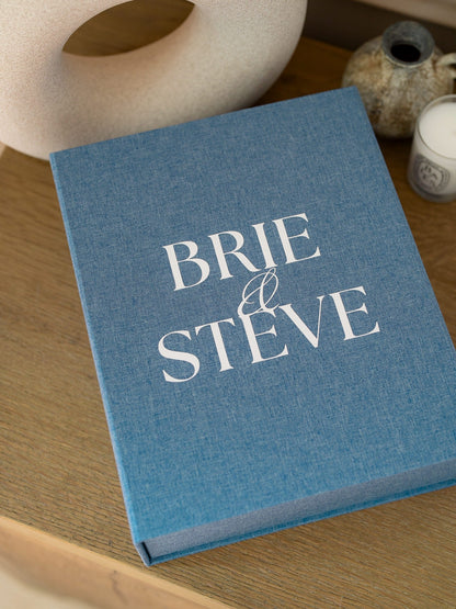 French Blue | Personalized Book Style keepsake box with white cover text