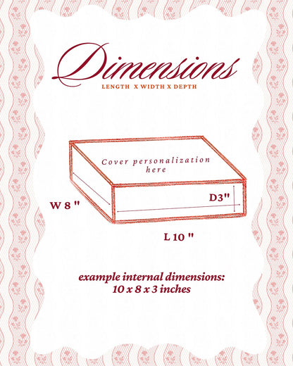 How to read keepsake box internal dimensions — length × width × depth