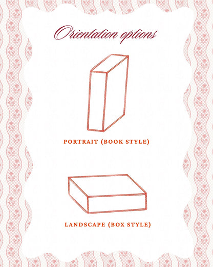 Standard landscape and Book Style portrait keepsake box comparison